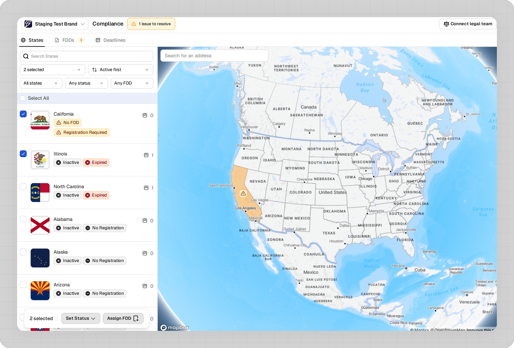 Two states checked, raising the bar with Set Status and Assign FDD
